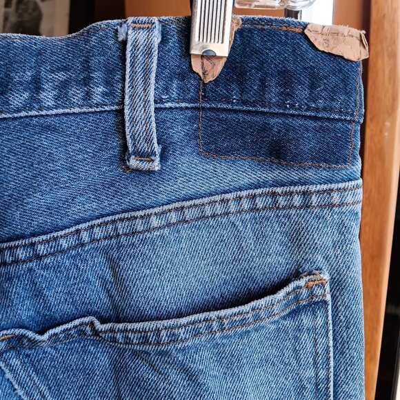 Vintage Mens Jeans 35x28 80s JC PENNEY PLAIN POCKETS CLASSIC Flare FLARE Jeans - Picture 5 of 8